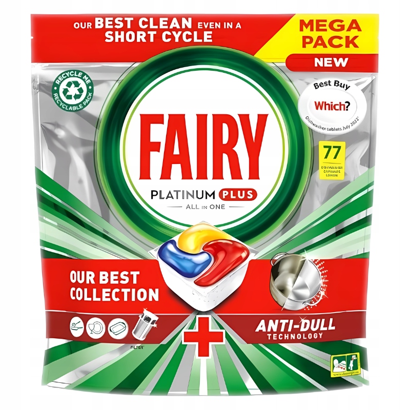Levně Fairy Kapsle Do Myčky Na Nádobí citronové Platinum Plus 77 ks Lemon