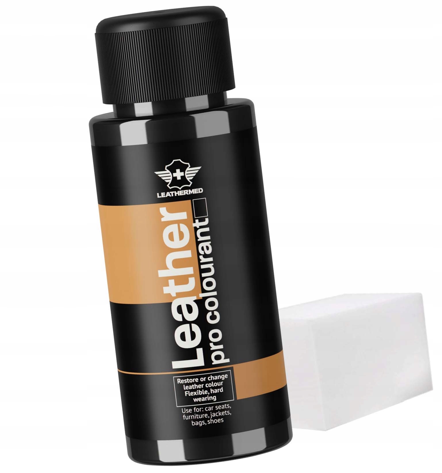 Farba do skór skóry kierownic tapicerki skórzanej 50ml Czarna Leathermed