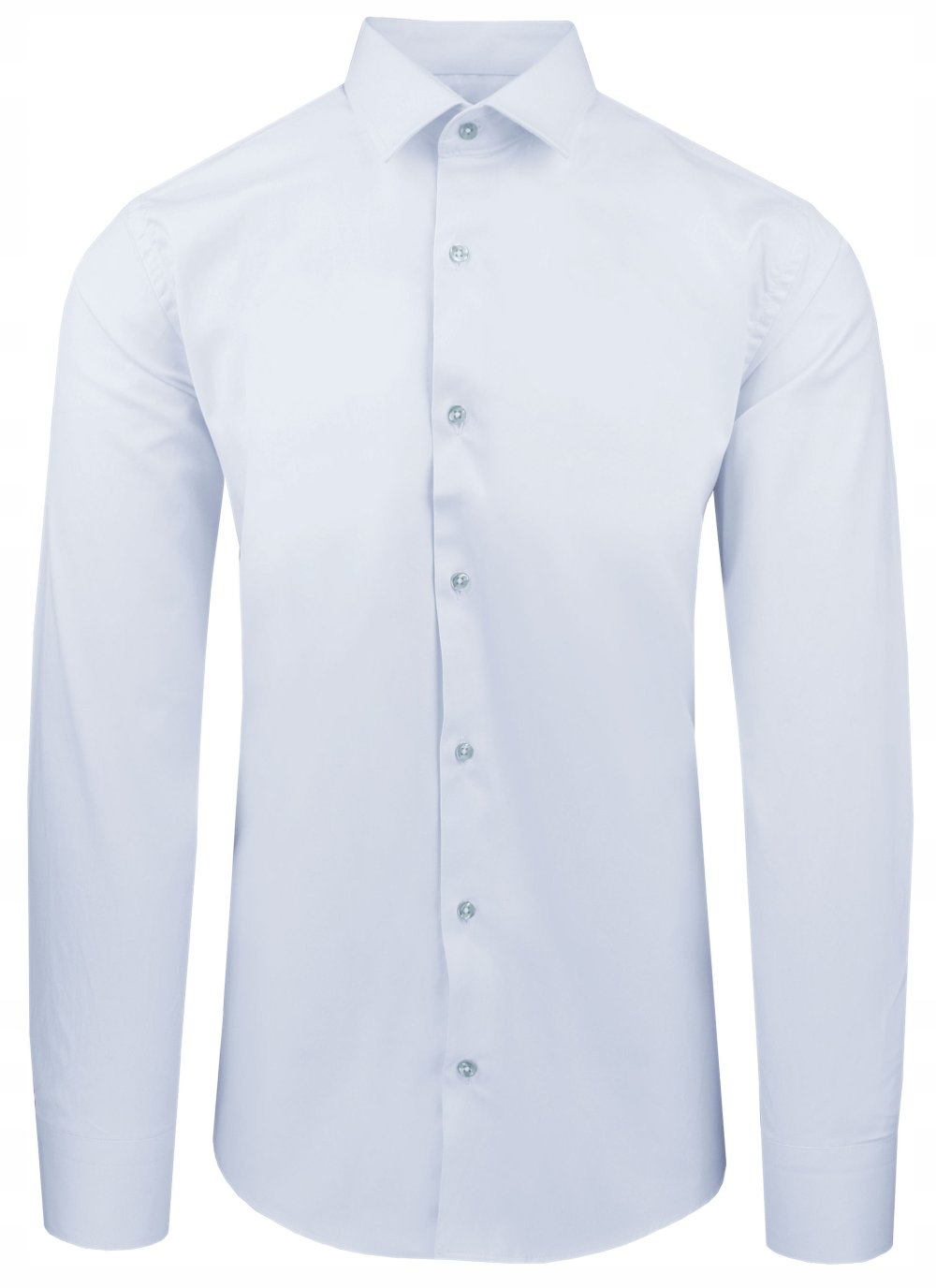 Modrá bavlněná košile s vypasovaným střihem, jednobarevná 40/176-182