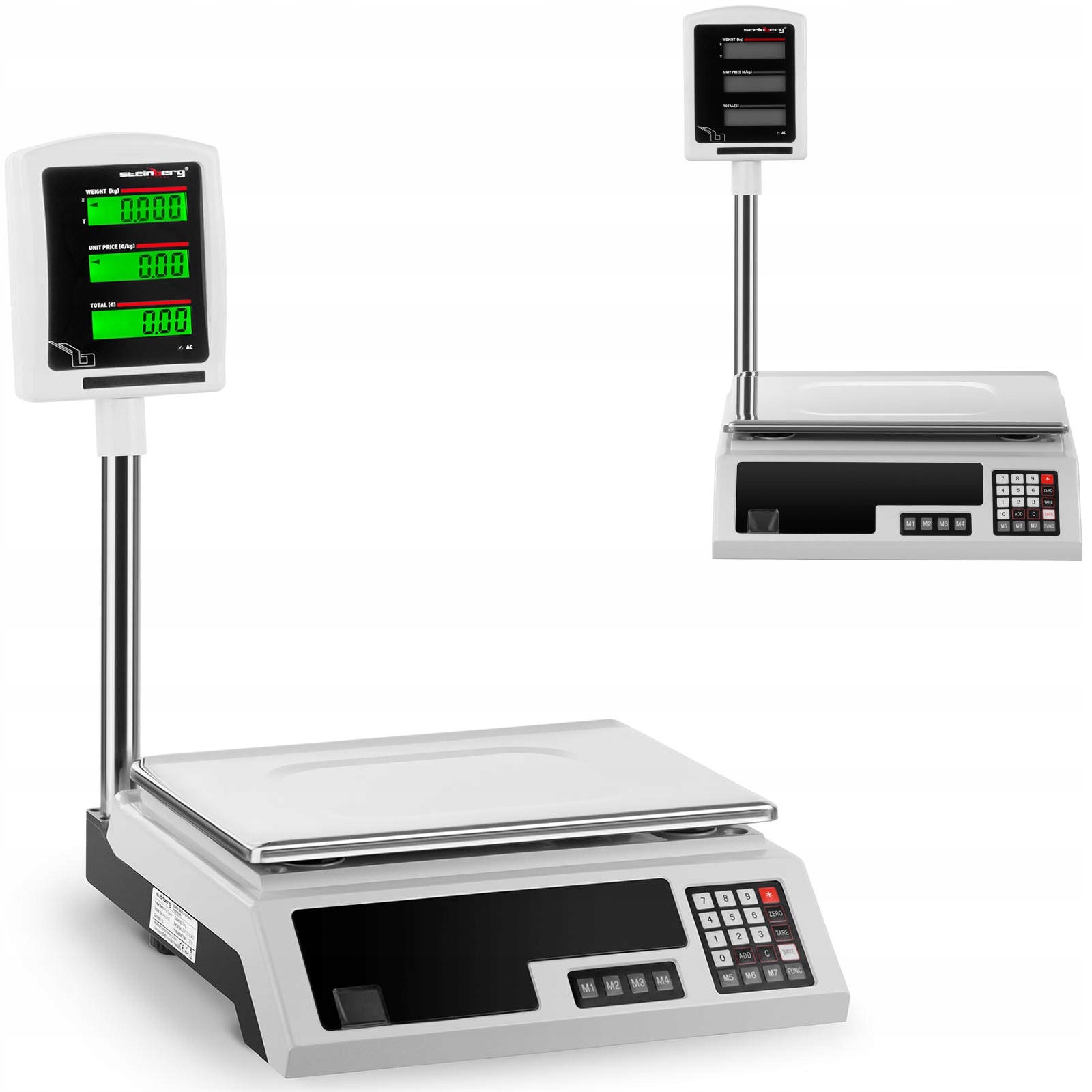Plošinová Kalkulačná Váha V Obchode 30 KG/1 G S Akumulátorom A Napájacím Zdrojom