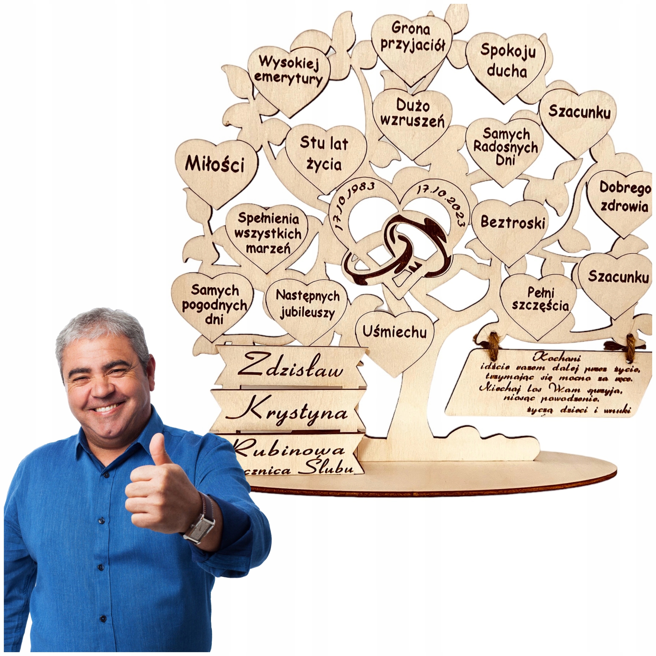 Výročí svatby, Jubileum, gravírovaný strom ruční práce, dárek