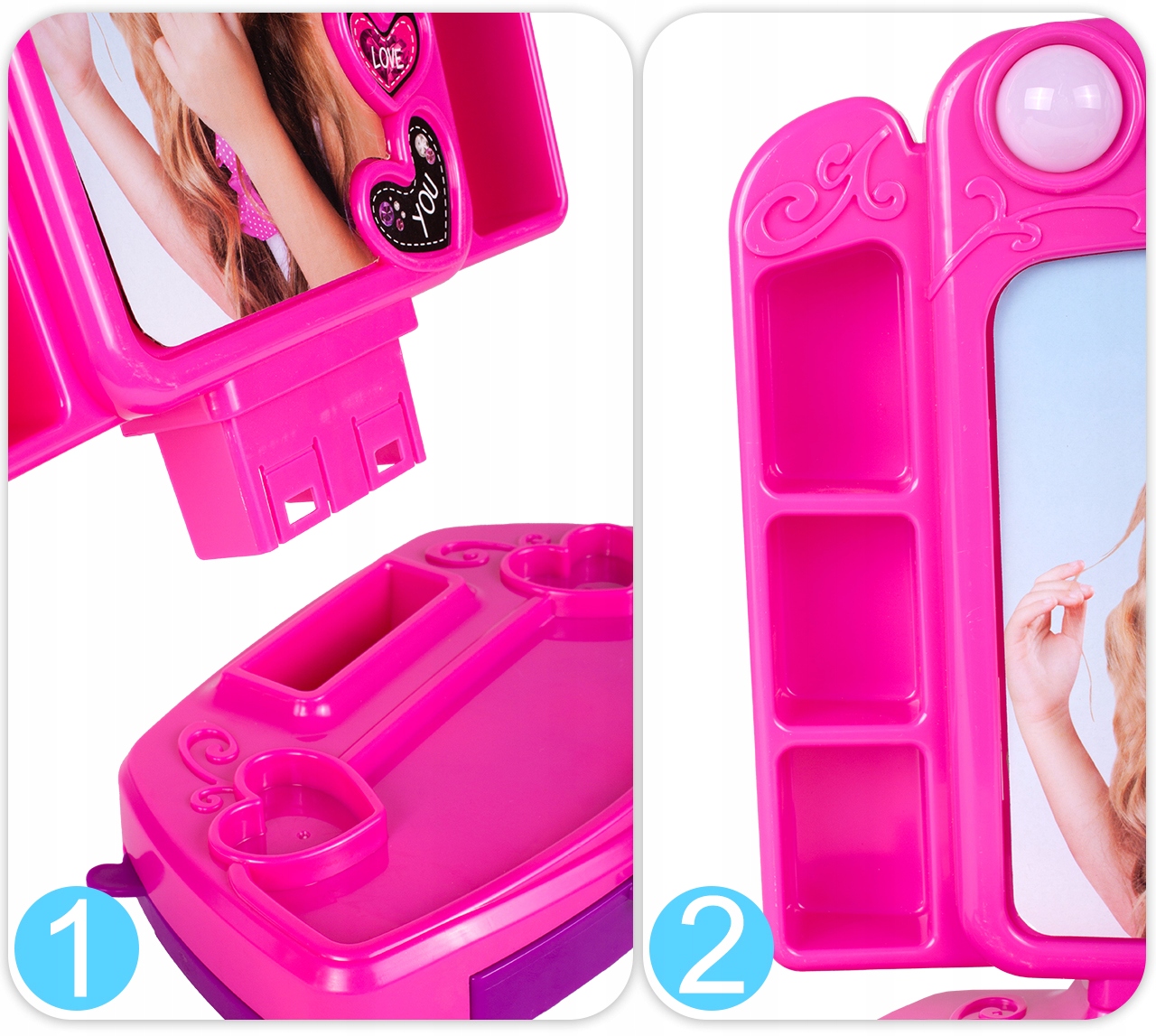 SCHMINKTISCH FÜR EIN MÄDCHEN MAKE-UP STUDIO MAKE-UP KOSMETIK SHADOWS SPIEGEL Produkttiefe 23 cm