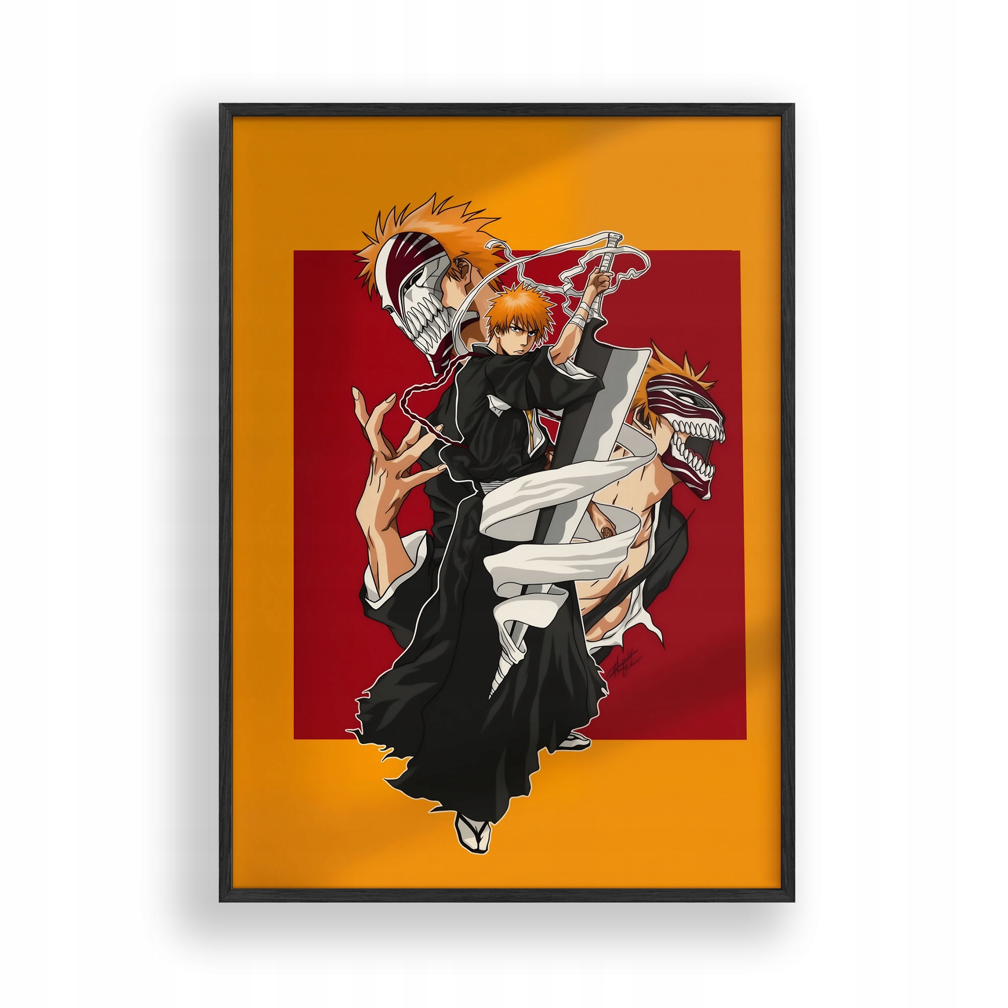 Obraz Bleach Ichigo Hollow Anime Plakát Rámeček Dřevěný Černý 30x42 cm