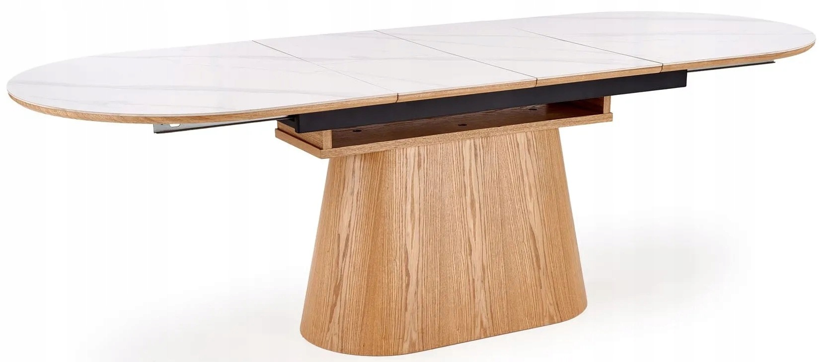 Stół Rozkładany 160x90 Sirius Biały Marmur Halmar Owalny Do Jadalni Salon