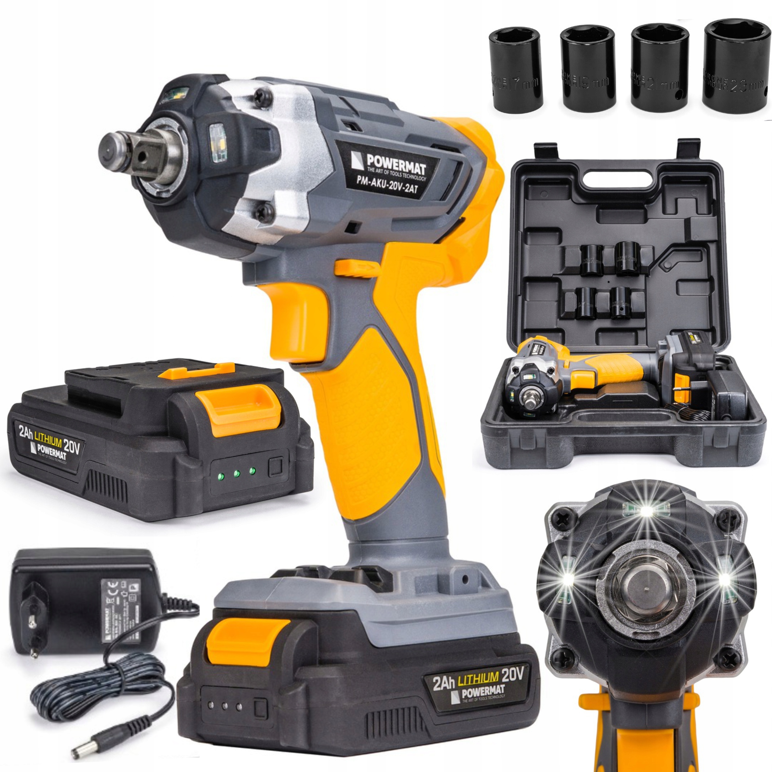 KLUCZ UDAROWY AKUMULATOROWY 20V 350NM 1/2" ADAPTER WALIZKA 4 NASADKI DO KÓŁ