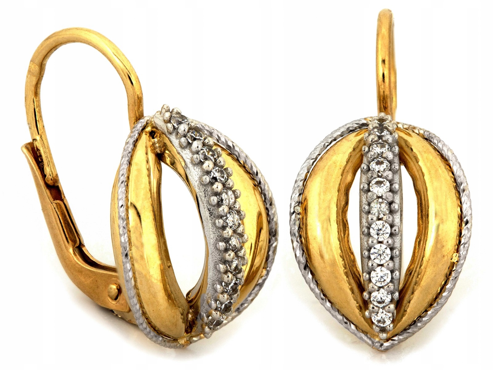 Zlaté náušnice anglické 14k zdobené zirkony, váha 4.04 g jako dárek