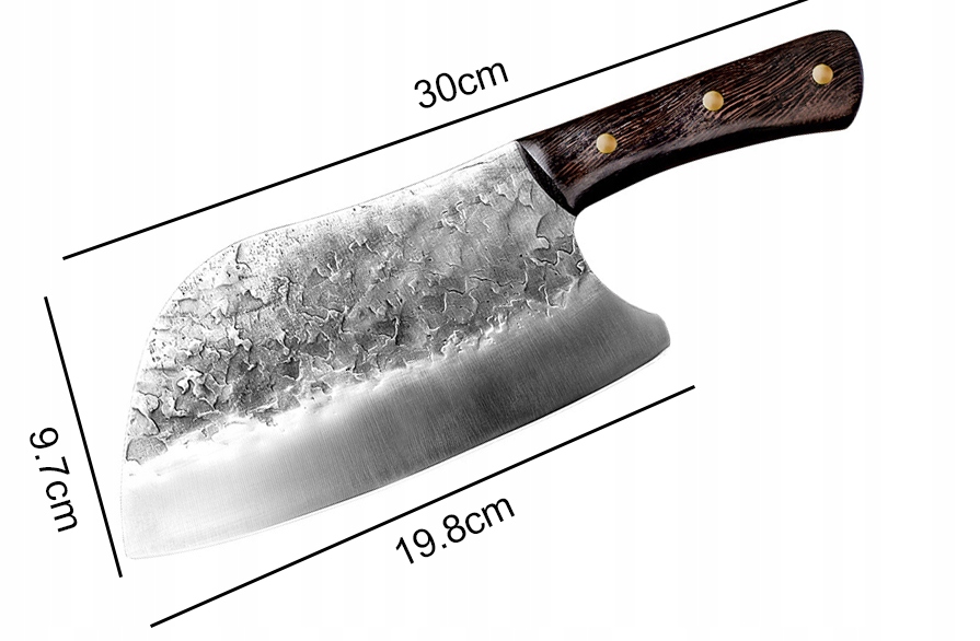 NÓŻ JAPOŃSKI SZEFA KUCHNI OSTRY RĘCZNIE KUTY TASAK 30CM DO MIĘSA I WARZYW Materiał uchwytu drewno