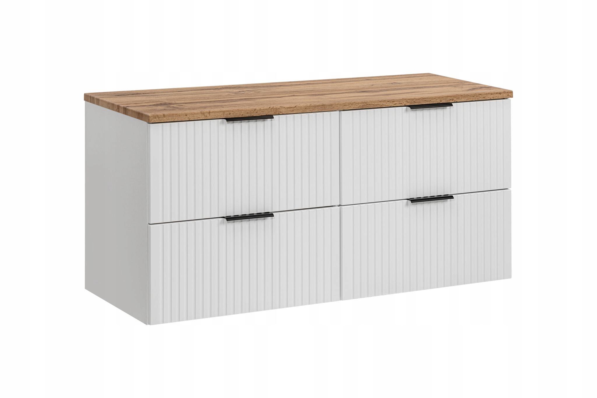 SZAFKA ŁAZIENKOWA Z BLATEM 160 CM BIAŁA + UCHWYTY