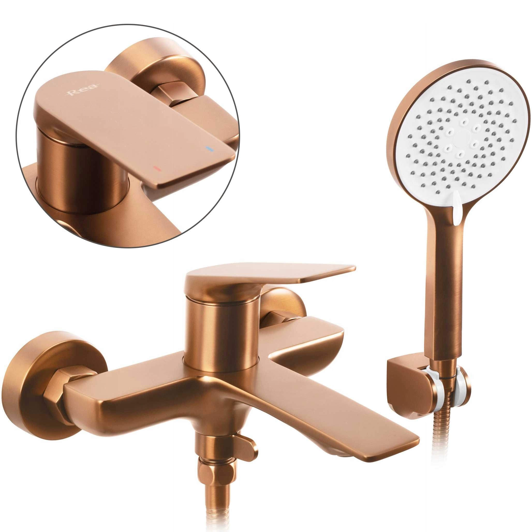 Nástenná vaňová batéria Rea Avalon Meď Kartáčovaná Sprchový výtok