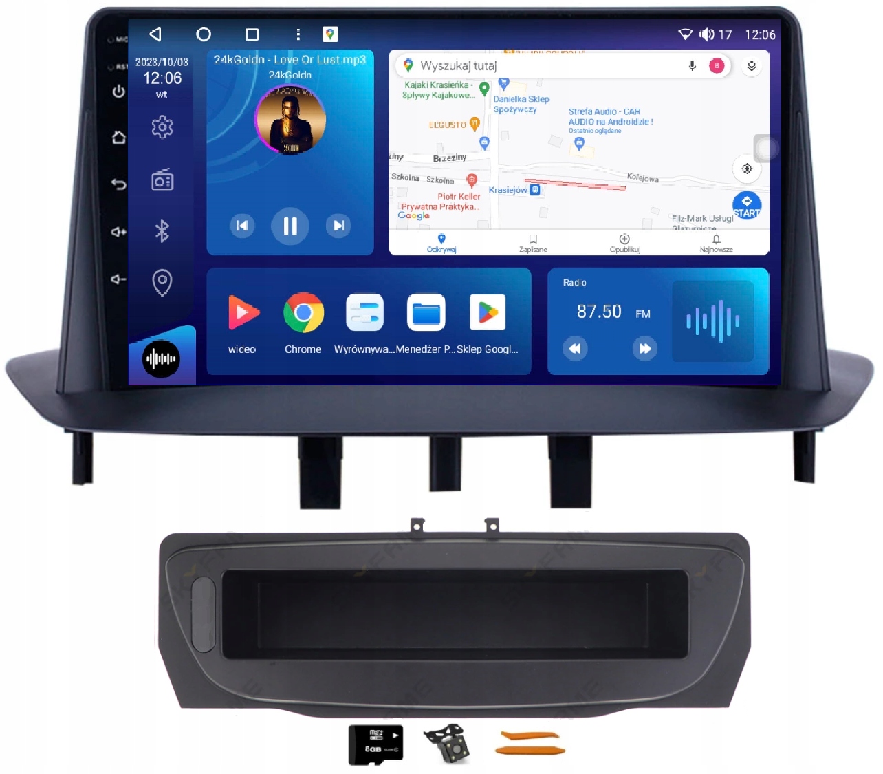 Radio Android Nawigacja Qled Carplay 64GB Renault Megane 3 Fluence 08-15