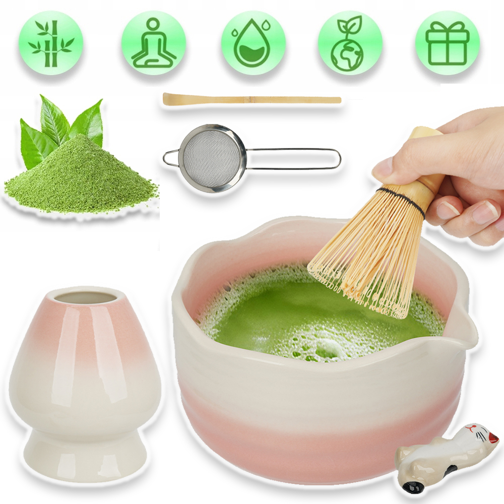 Bambusový Chashaku Šlehací Metla Lžíce Sada Na Čaj Matchy Prosévač