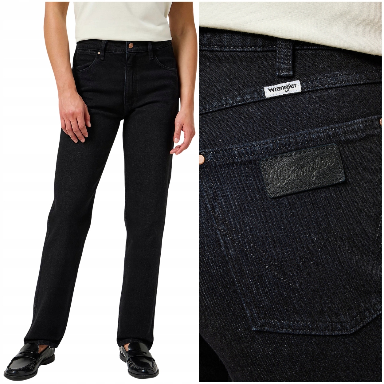 Wrangler Sunset Sugarcove černé jednoduché dámské džínové kalhoty W34 L32