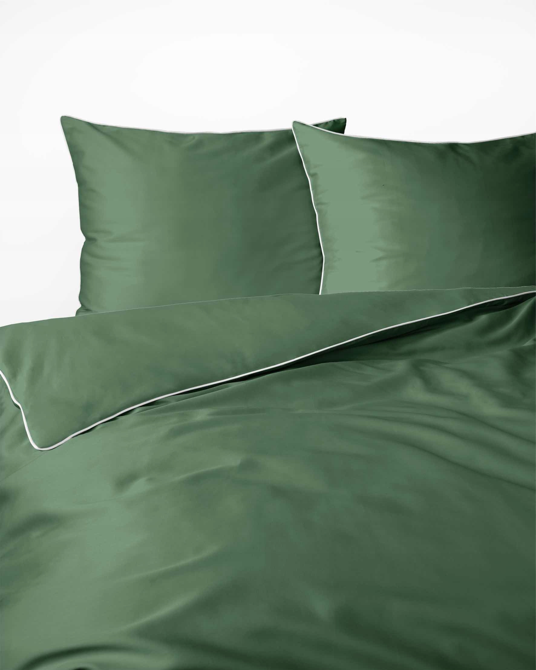 Pościel Makosatyna satynowa jednobarwna z lamówką 160x200 Zielona Pure