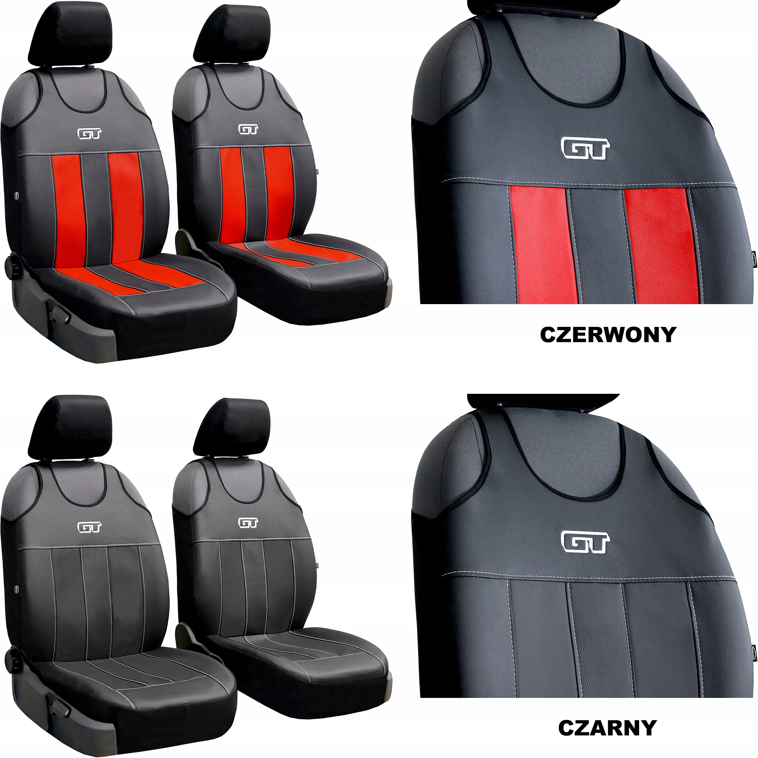 SKÓRZANE KOSZULKI POKROWCE NA FOTELE SAMOCHODOWE Model GT (eko-skóra)
