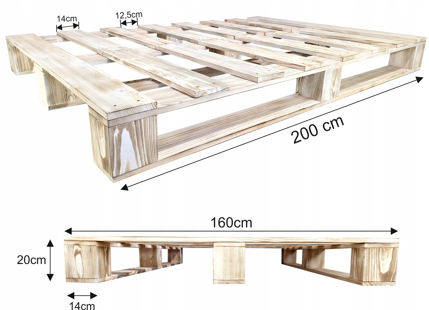 Łóżko meble z palet 160 białe-rustykalne palety (M1_160x200_V) Kod producenta 7