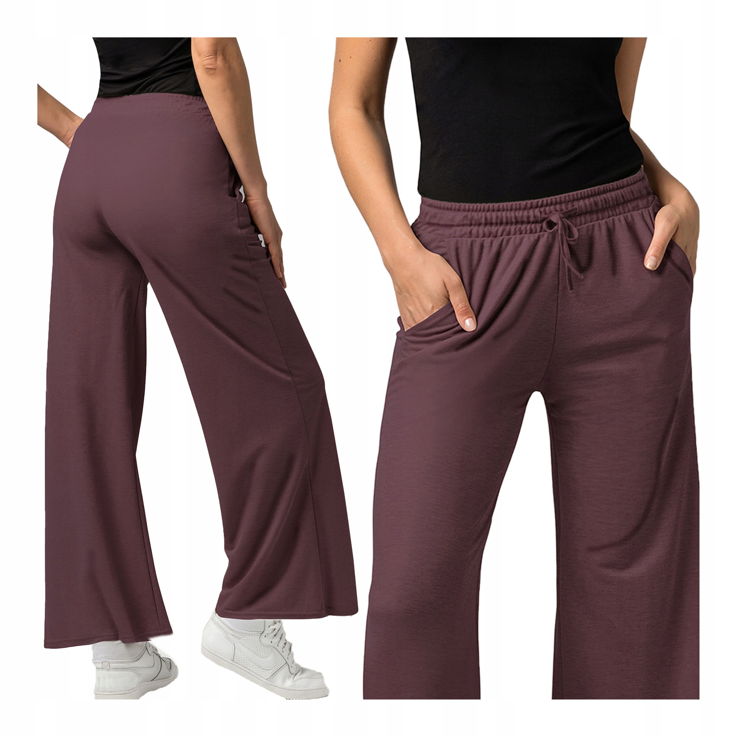 Dámské bavlněné kalhoty L, volné, široká nohavice, vyšší pas Sielei