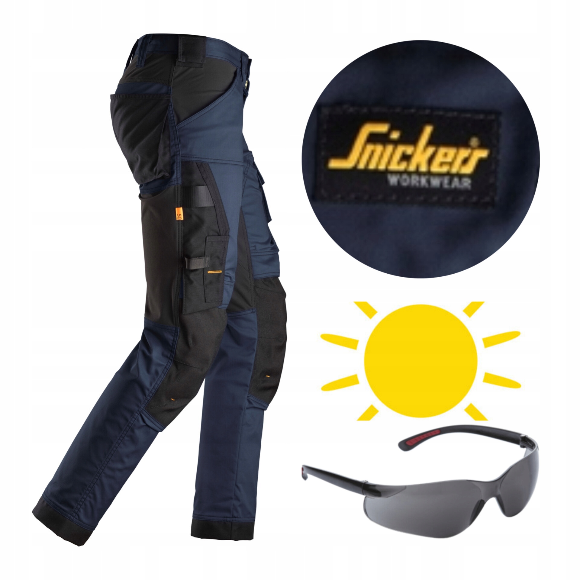 Pracovní kalhoty Snickers Stretch AllroundWork 6341 brýle Tmavě modré 54