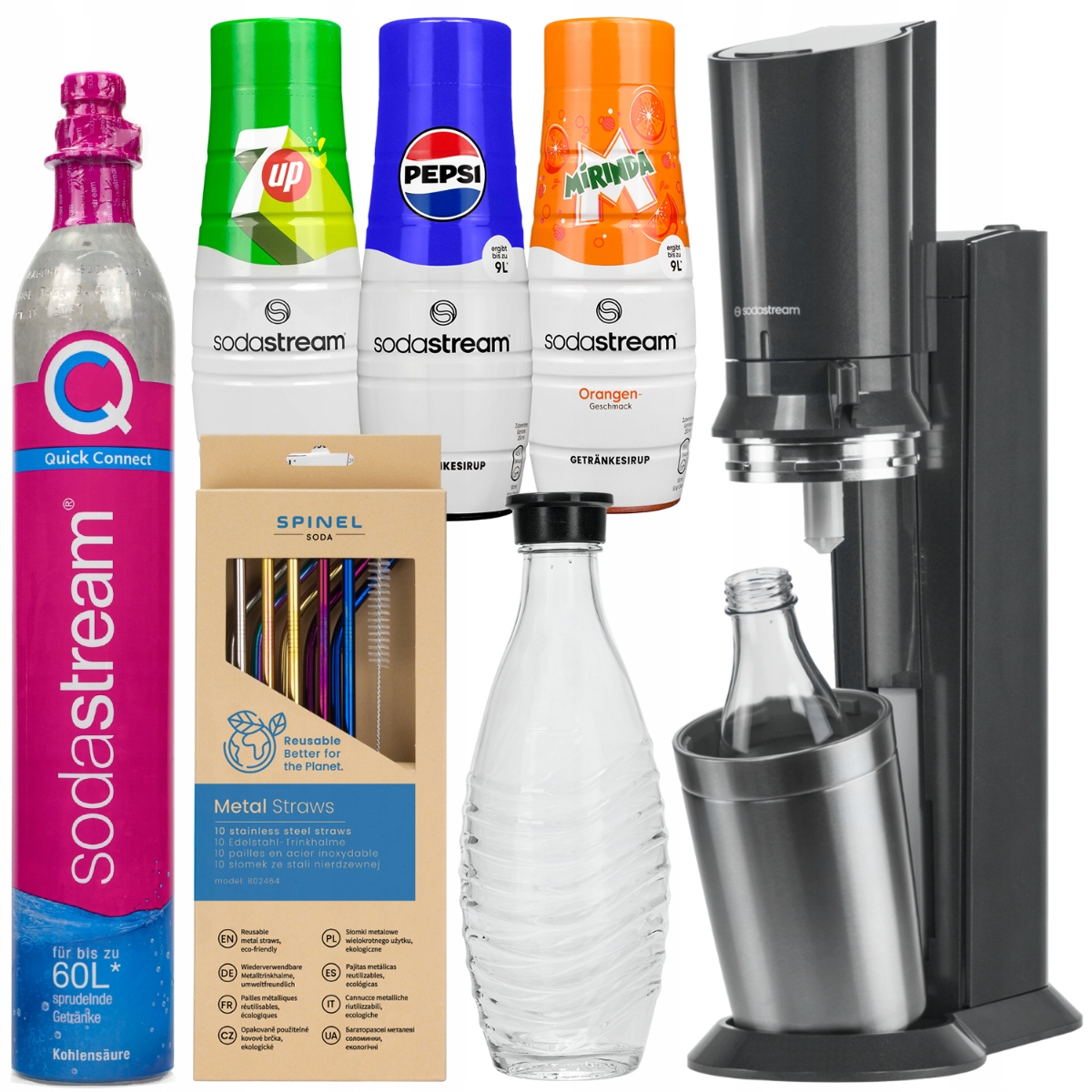 Výrobník Sody Sodastream Crystal 3.0 Karafa Náboj 3 Sirupy Sada
