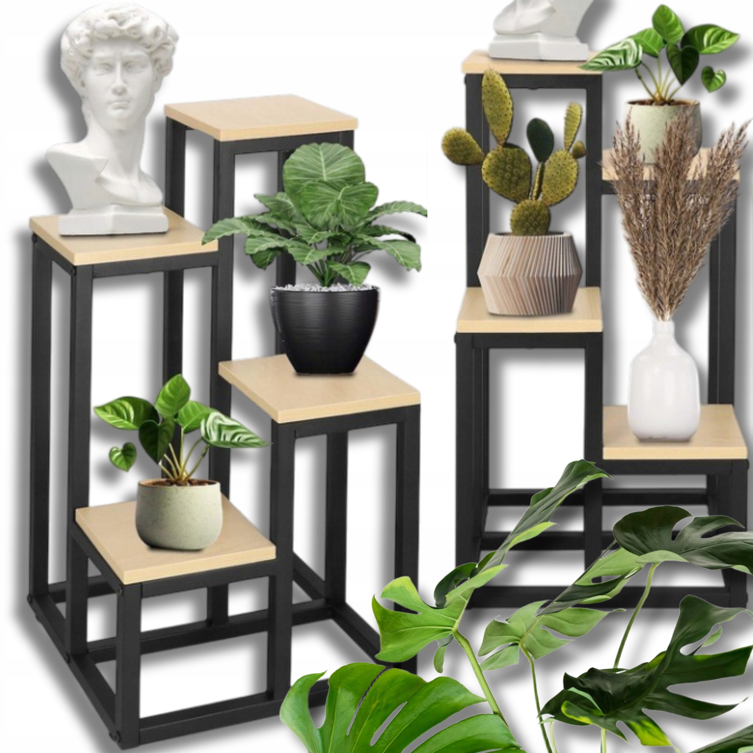 Kovový Držák Na Květináč Stojan Na Květiny Rostliny 4 Úrovně Stojící Regál Loft