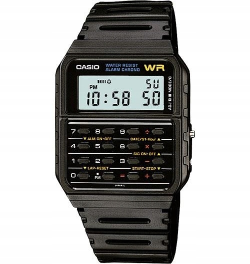 Černé Ikonické Hodinky Casio S Retro Vintage Kalkulačkou CA-53W-1ER