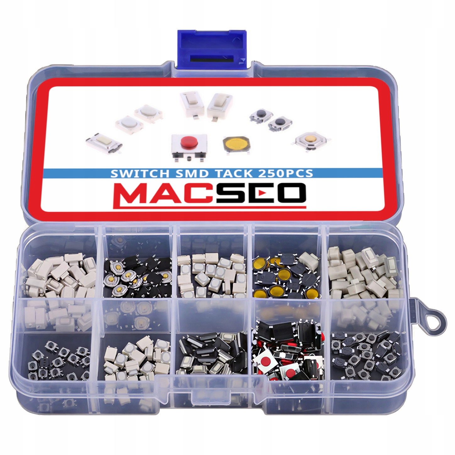 ZESTAW PRZYCISKÓW MIKROPRZEŁĄCZNIKÓW SMD TACK SWITCH MICRO 250szt MACSEO_PL