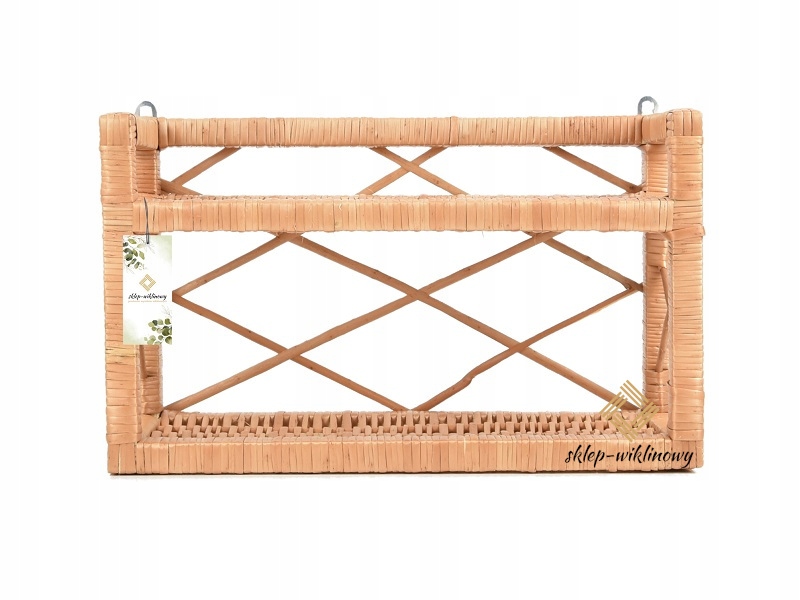 Proutěný regál Etažérka Skříňka z proutí Závěsná police na zeď H 25 cm