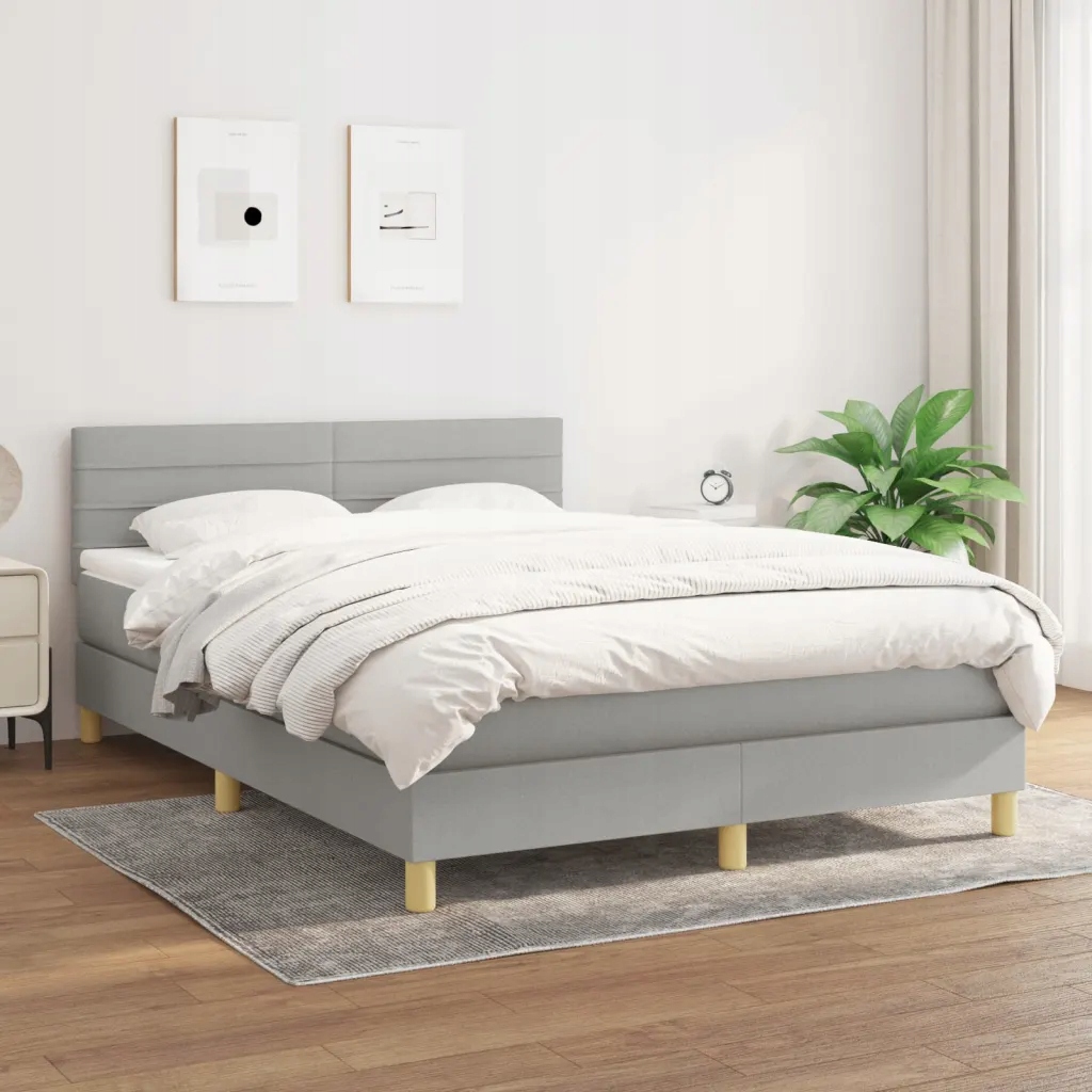 Box spring postel s matrací světle šedá 140 x 190 cm textil Šedá 3140689