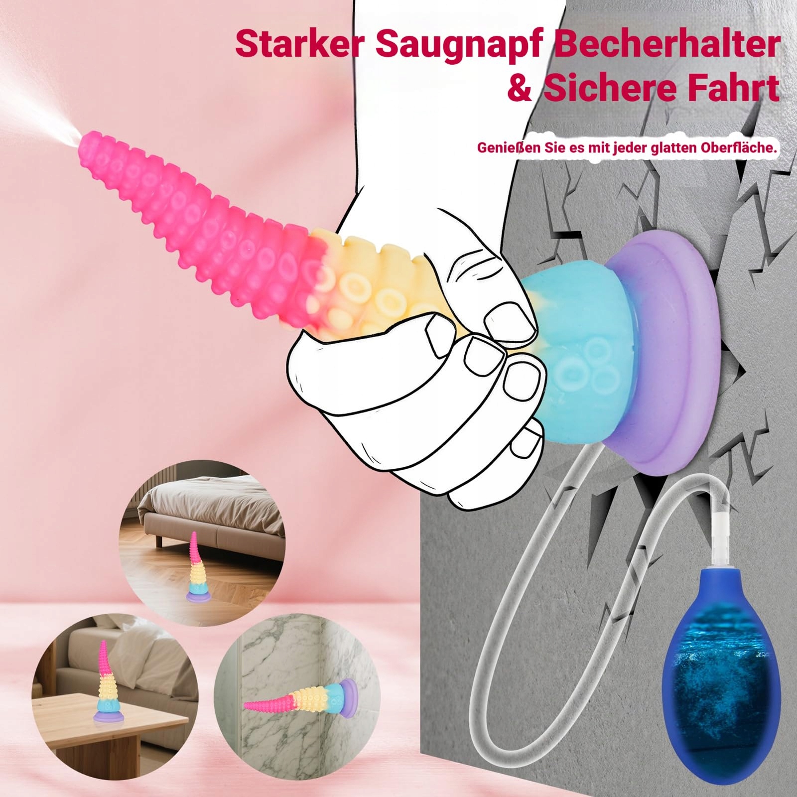 SPRITZ Dildo Potwór 20 CM Silikonowy Tentaklowy Dildo z Przyssawką — miniatura 3