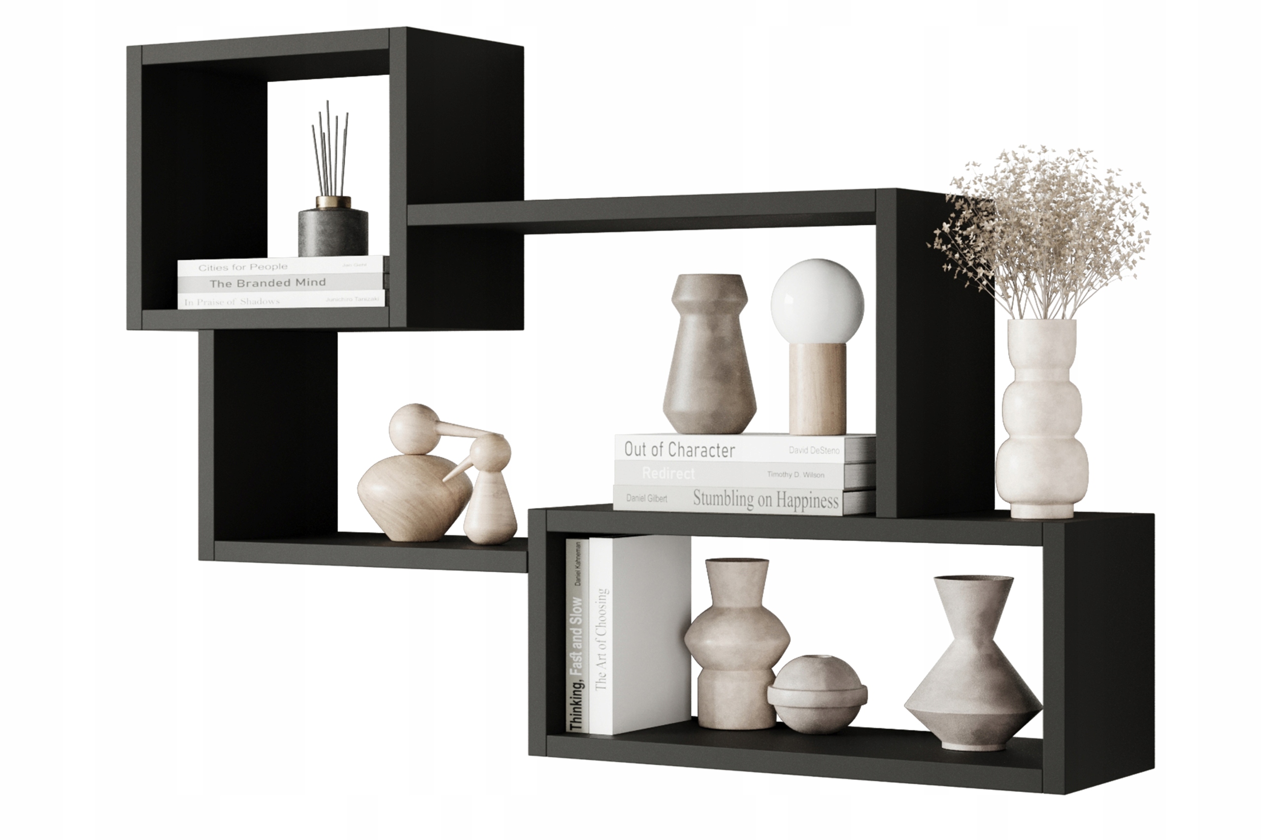 černá závěsná police Frida, regál, skříňka