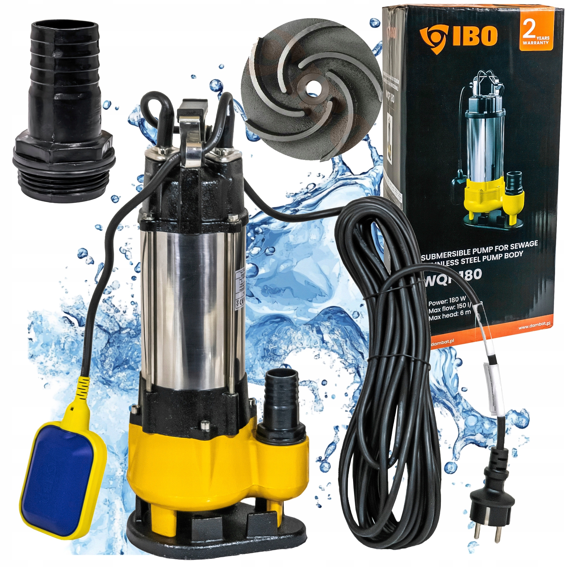 Ponorné Čerpadlo Na Čistú Špinavú Vodu A Odpadovú Vodu Wqf 180 230V S Plavákom