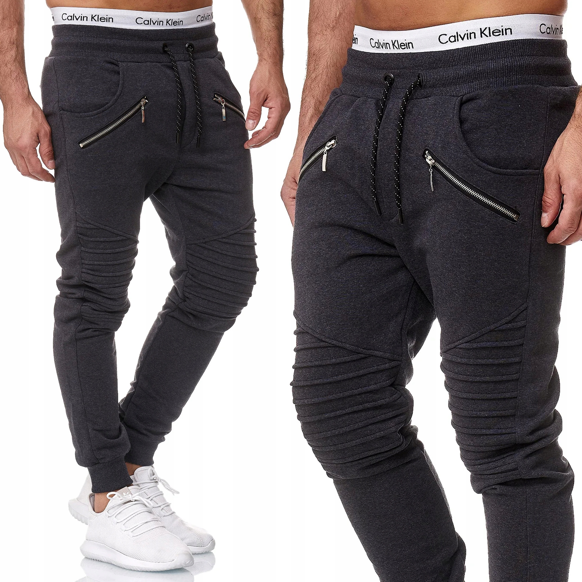 

Spodnie Dresowe Fitness Dresy Joggery Zamki