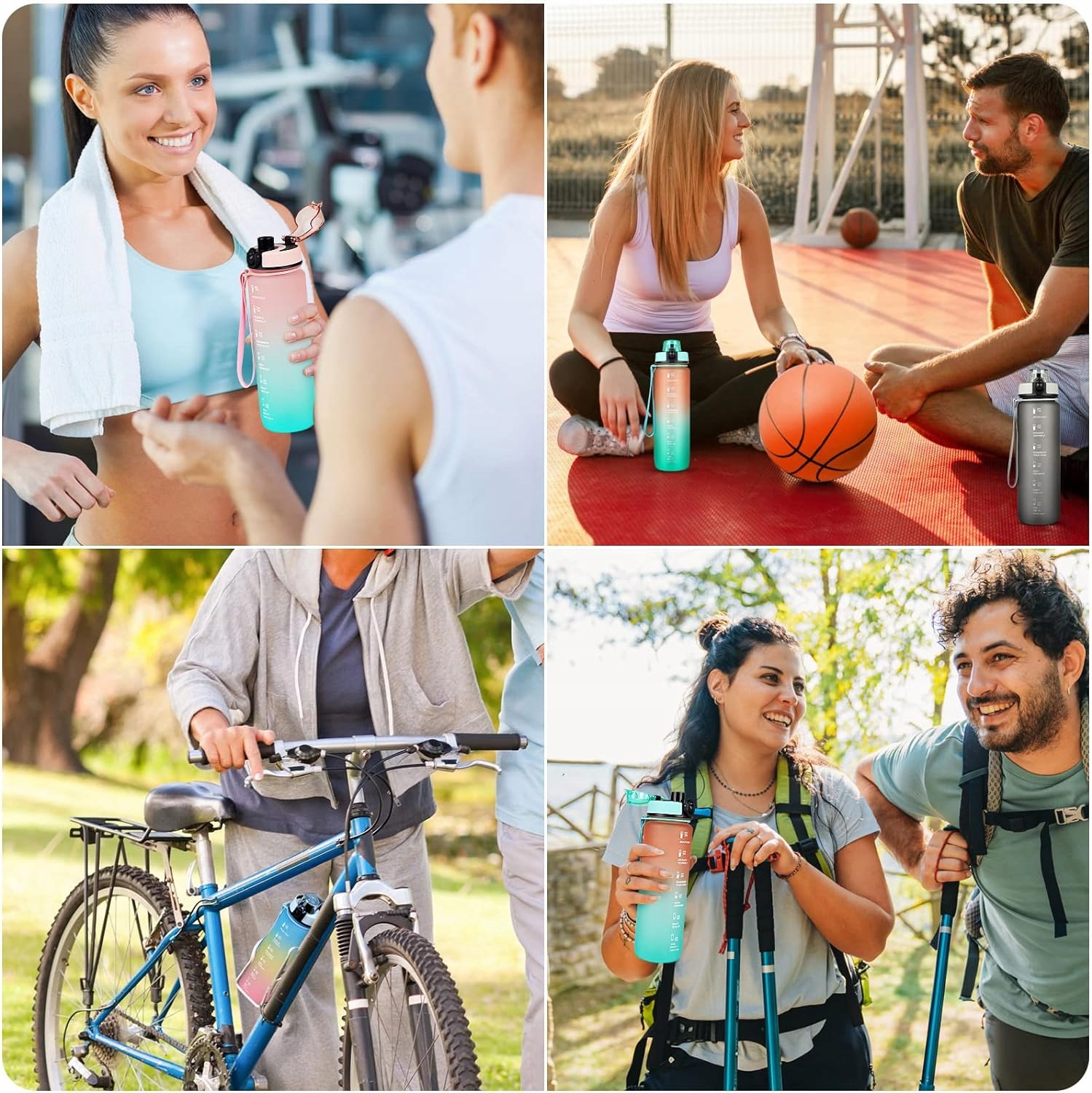 BUTELKA SPORTOWA FITNESS BUTELKA Z FILTREM MARKER CZASU NIE ZAWIERA BPA Kolor dominujący wielokolorowy