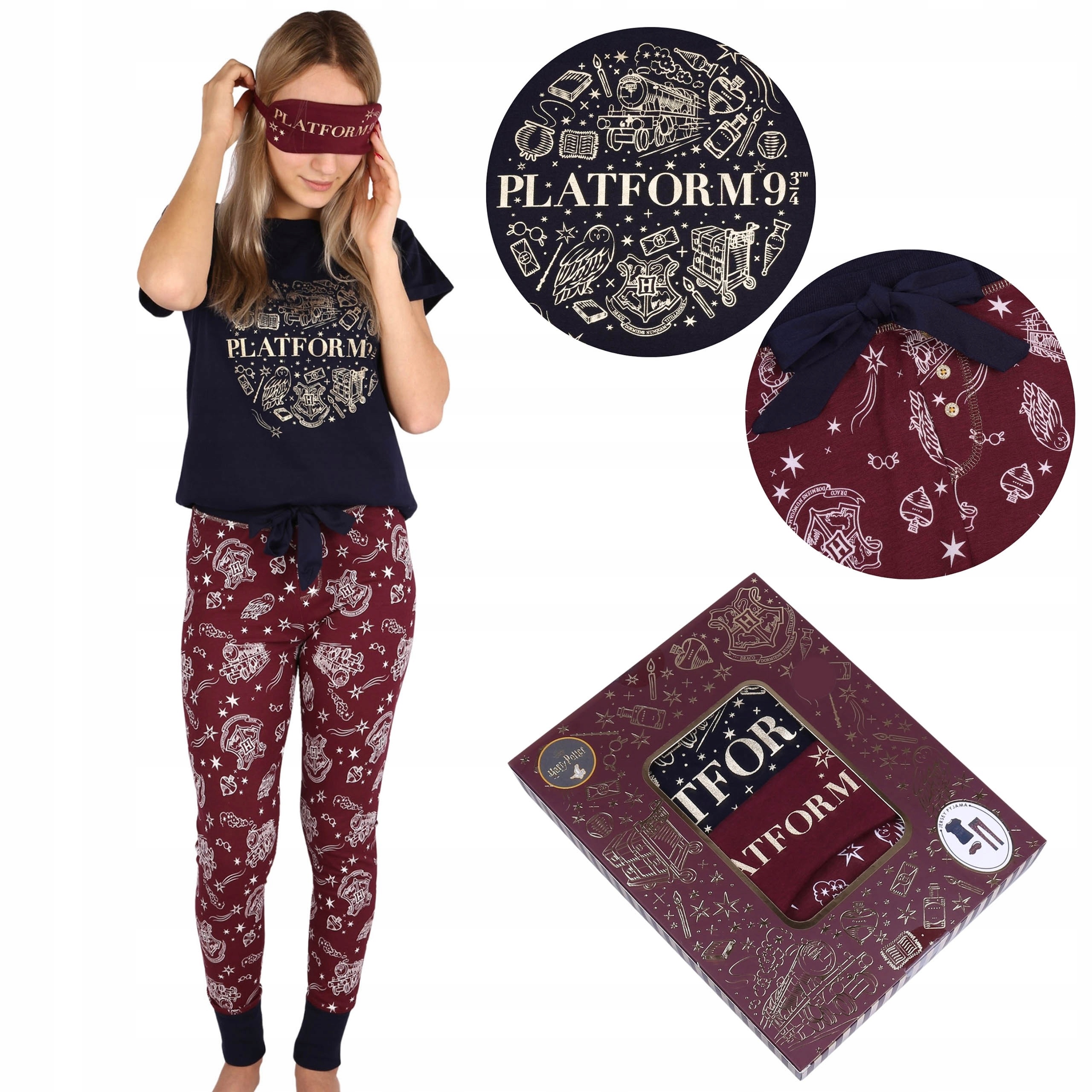 Dámské pyžamo Harry Potter Cotton s páskou přes oko, dárek Xs