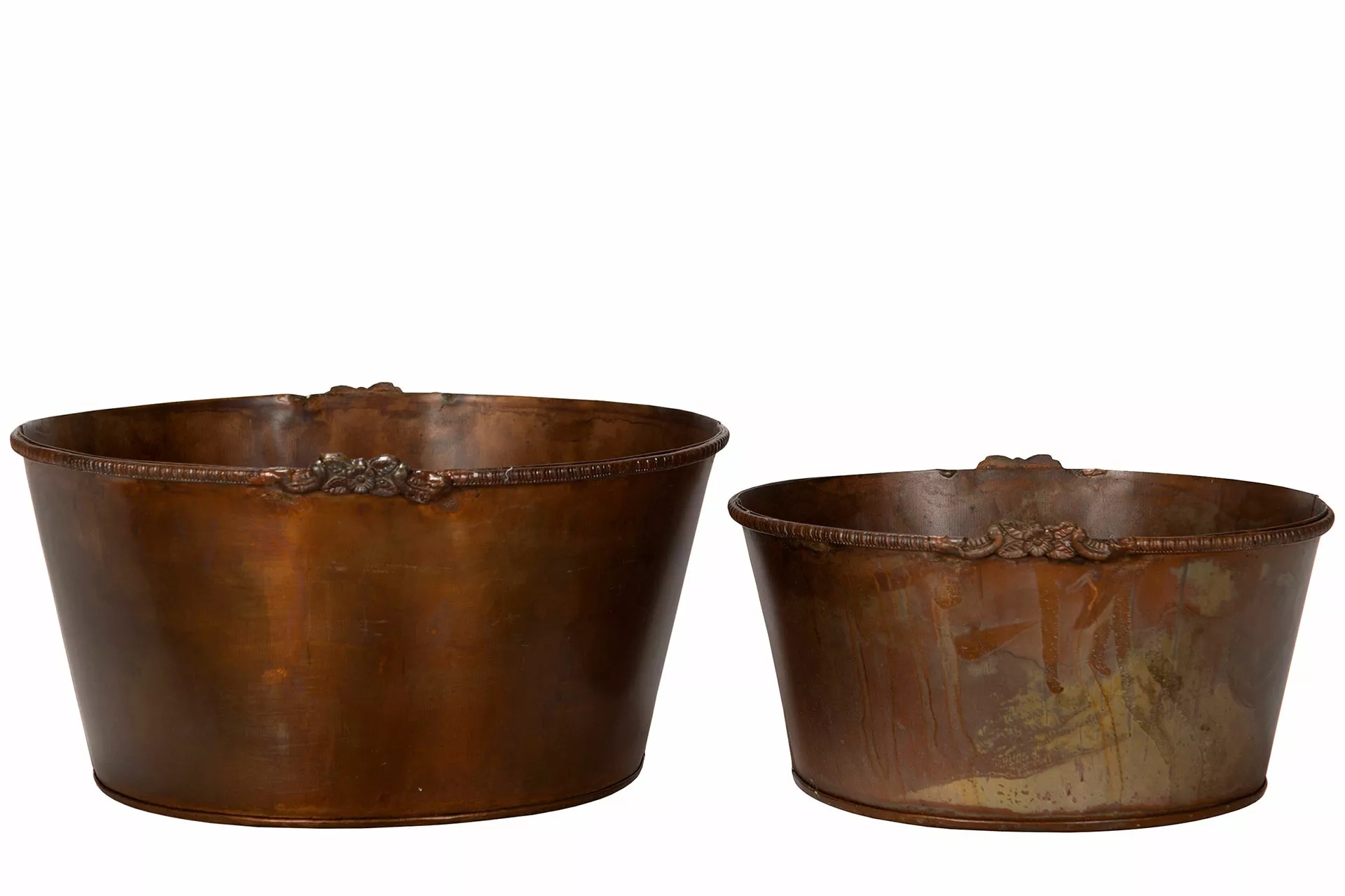 Obal Květináč Miska na bonsaje monstera 2 ks sada loft rezavě kovová