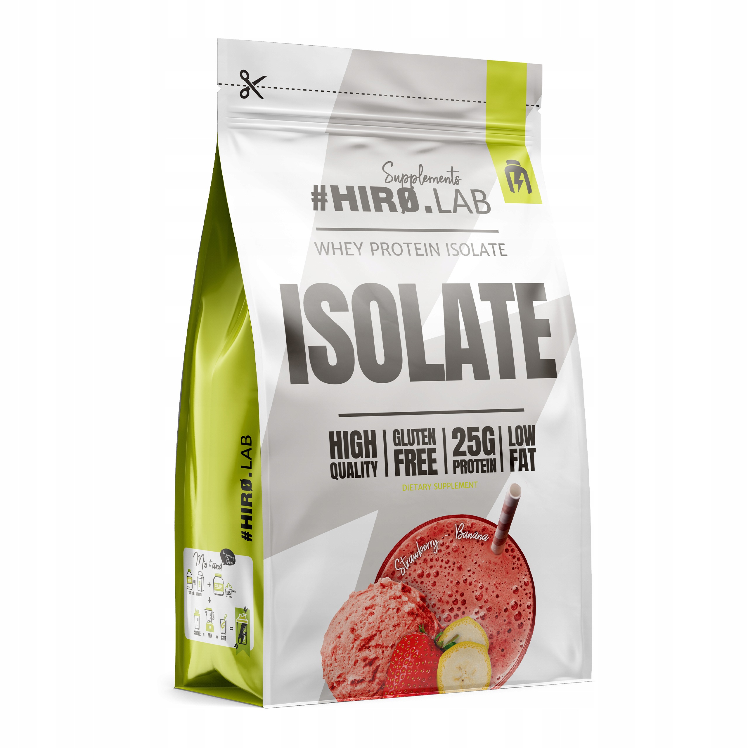 HiroLab Whey Protein Isolate 700g Bílkoviny Izolát Doplněk Stravy Wpi Jahoda Banán