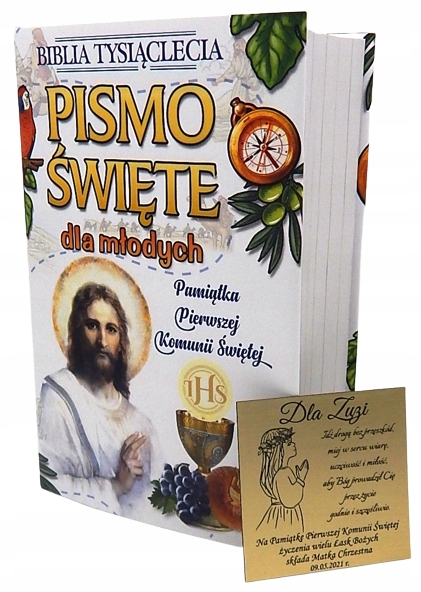 PAMIĄTKA KOMUNII GRAWER BIBLIA DLA MŁODYCH PAPUGA