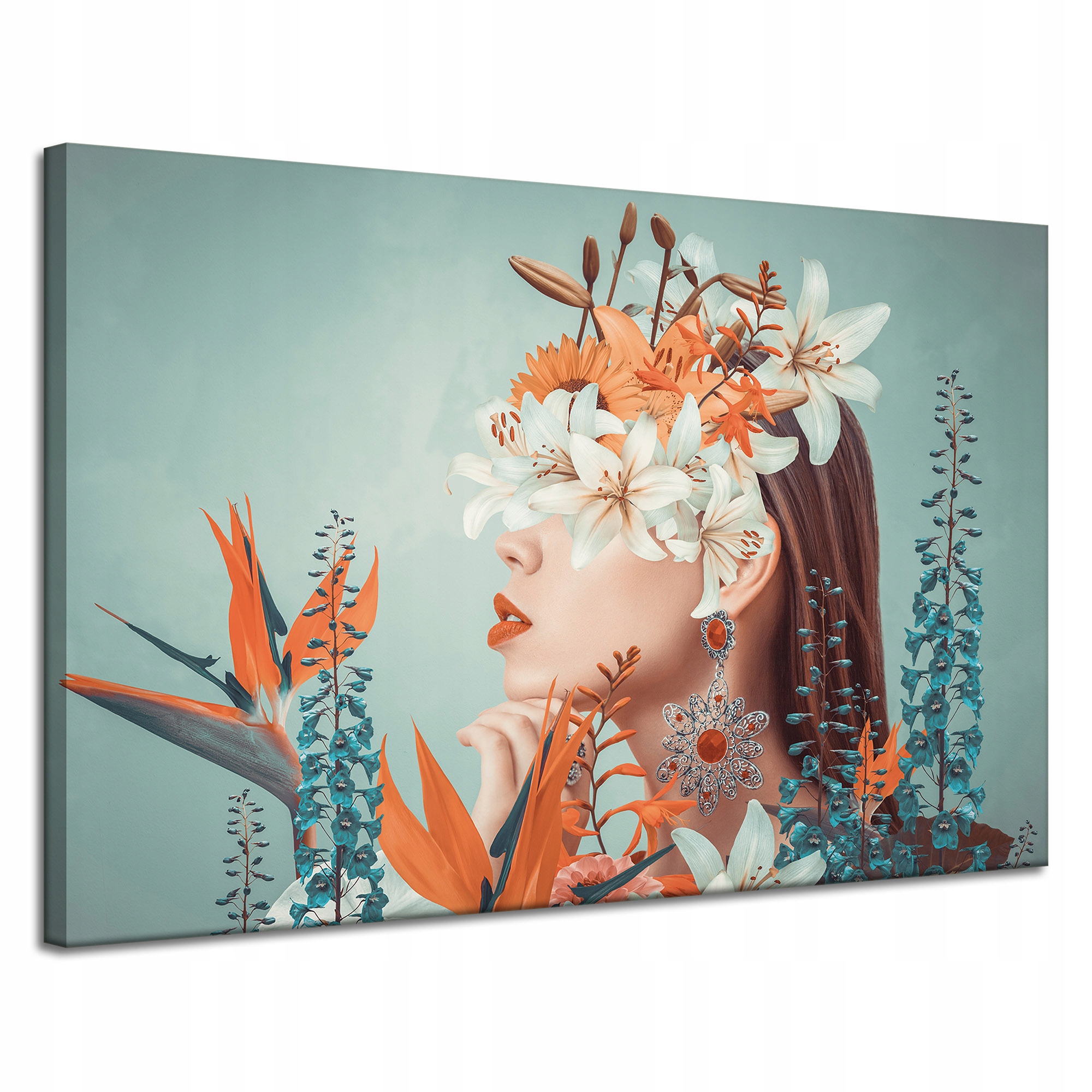 Obraz na plátně Žena Květiny Listy Příroda 120x80 cm