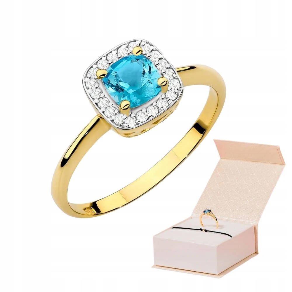 Prstýnek S Modrým Topazem 585 V Oszení Brilianty Zlatý Náramek