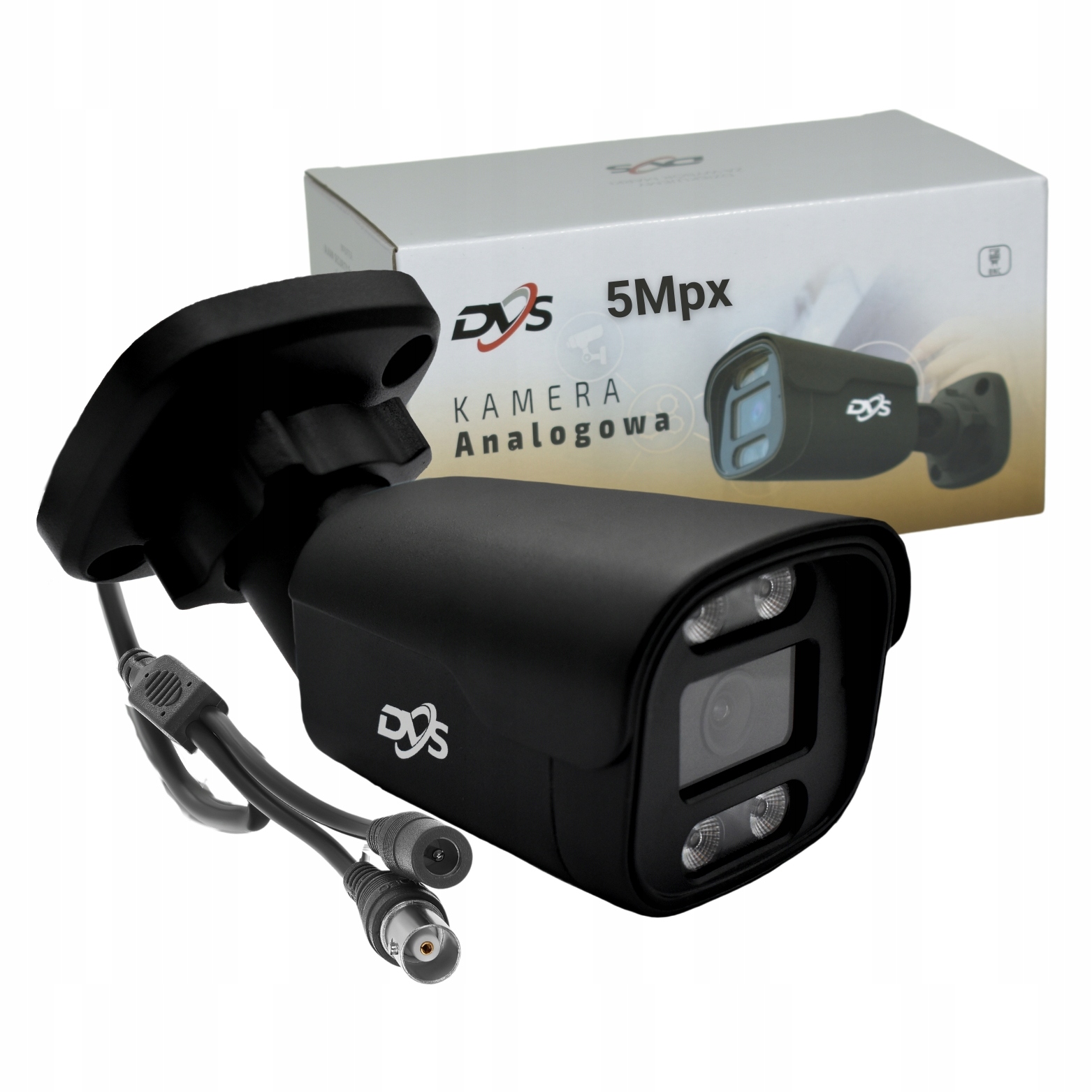 Kamera zewnętrzna DVS tubowa czarna 5 Mpx IP66 doświetlenie IR/LED