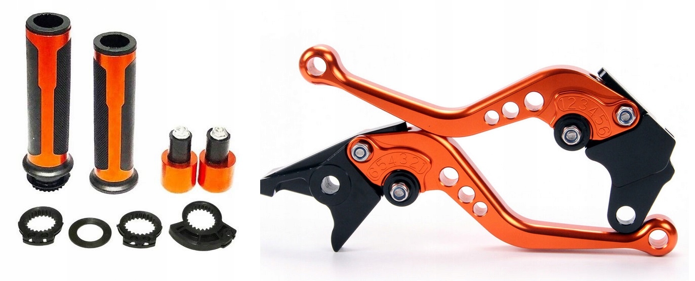 KRÓTKIE KLAMKI SPORTOWE CNC + MANETKI ORANGE -10%