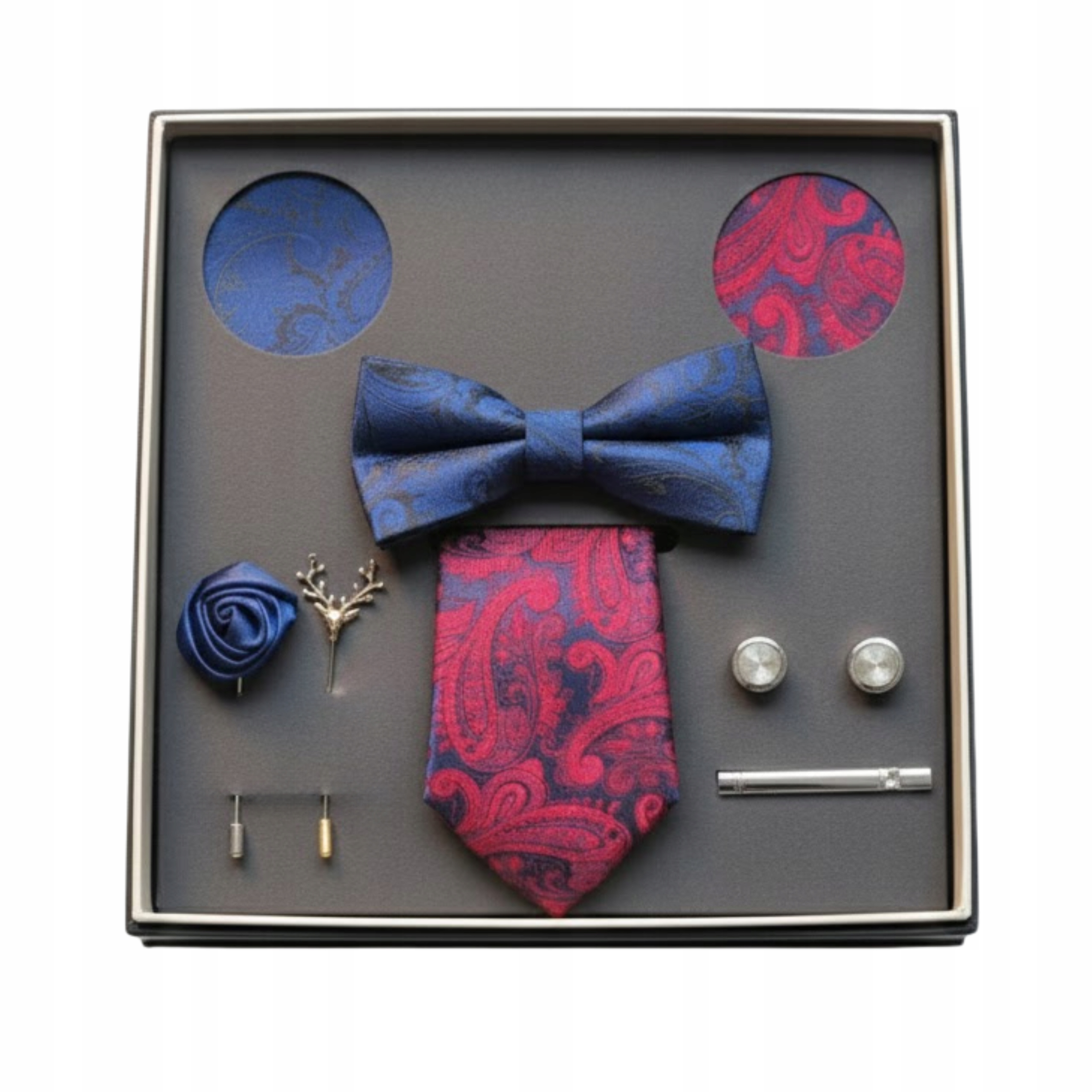 Elegantní Pánský Set Kravata Motýlek Sponky Kapesníčky Dárek Pro Něj