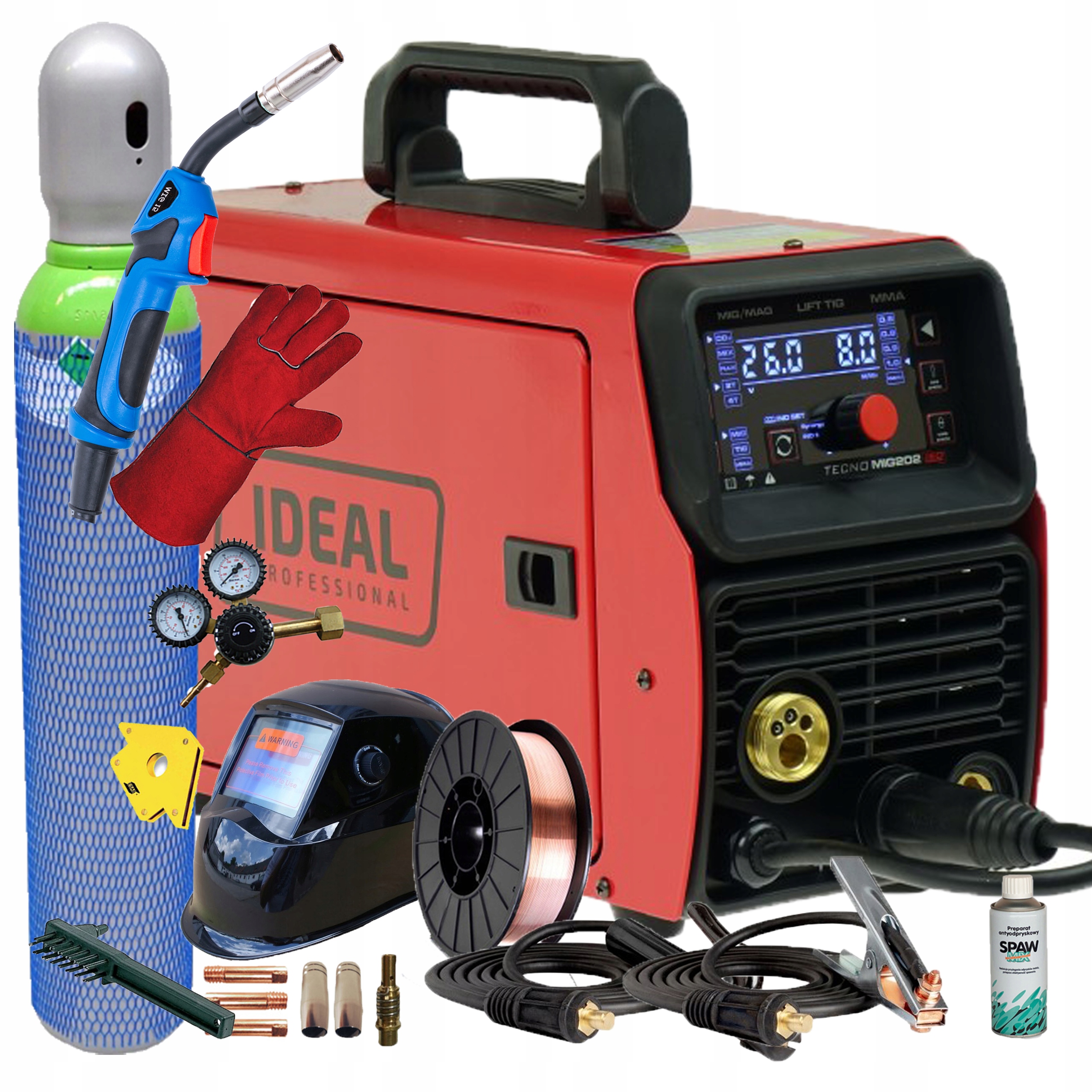 SPAWARKA MIGOMAT IDEAL TECNO MIG 202 200A MMA TIG 3W1 SYNERGIA ZESTAW