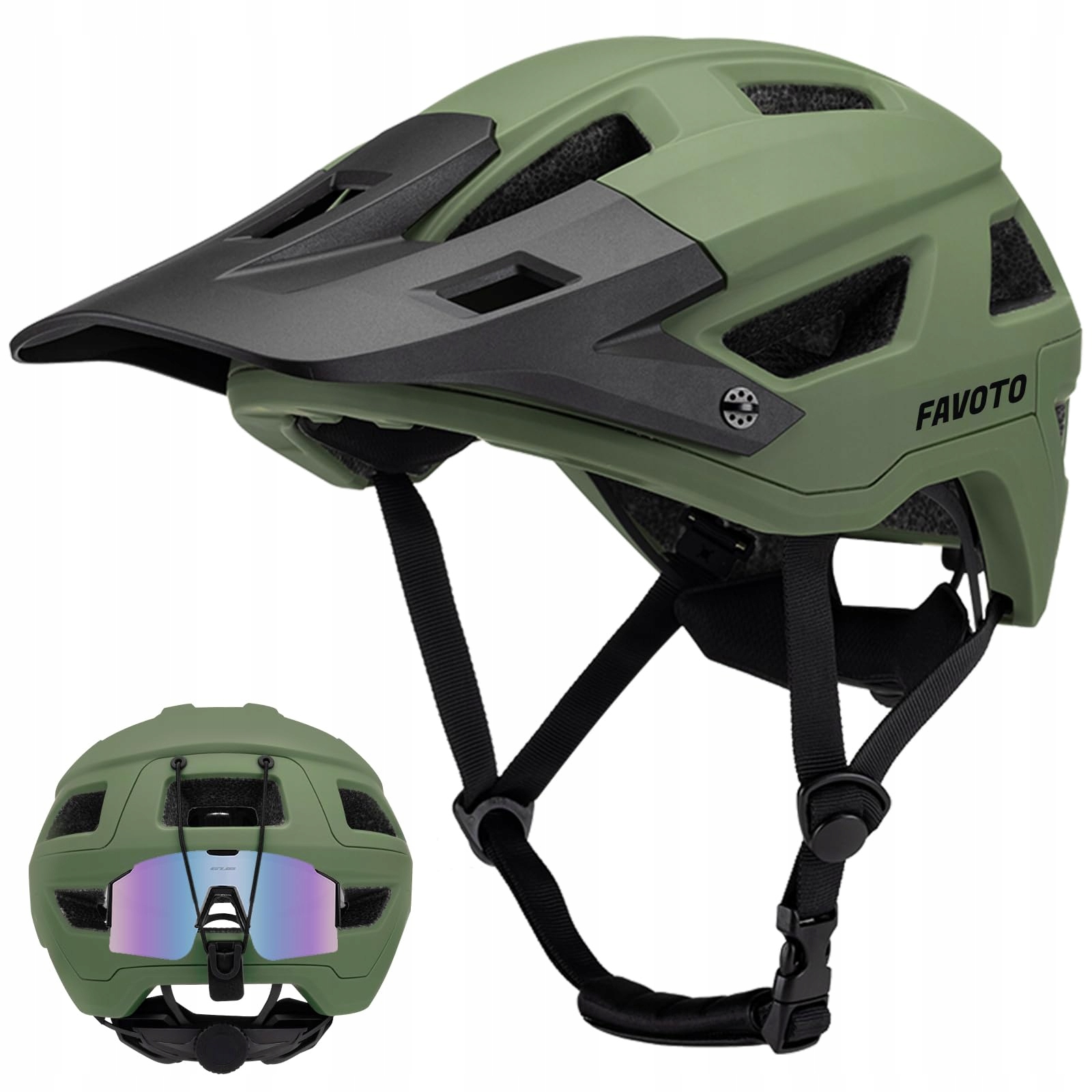 Kask rowerowy z wizjerem Double Inmould Mtb Ce M 55-58 cm Favoto Górski