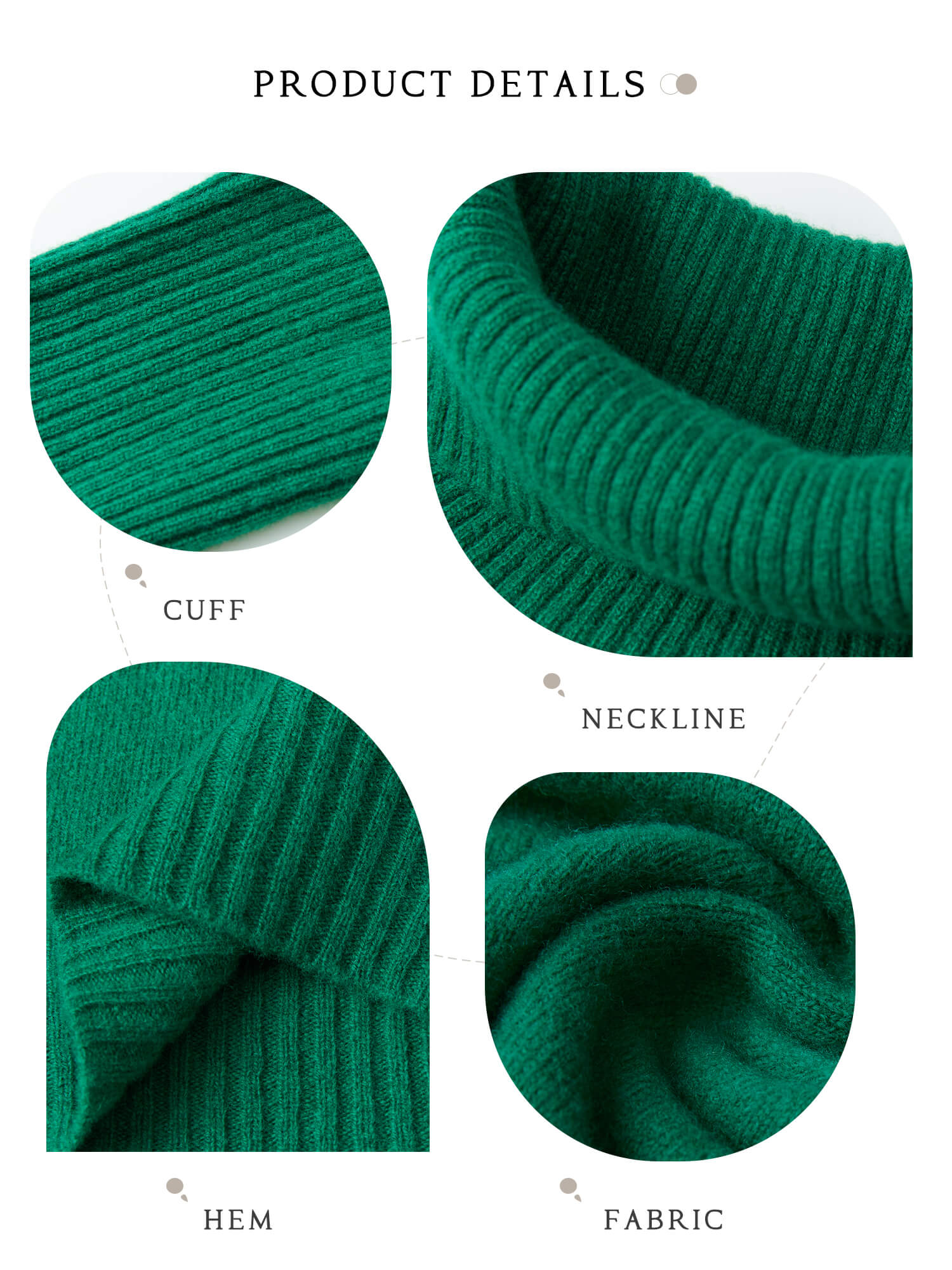 SWETER 100% WEŁNA MERINO GOLF ZIELONY XXL Wzór dominujący bez wzoru