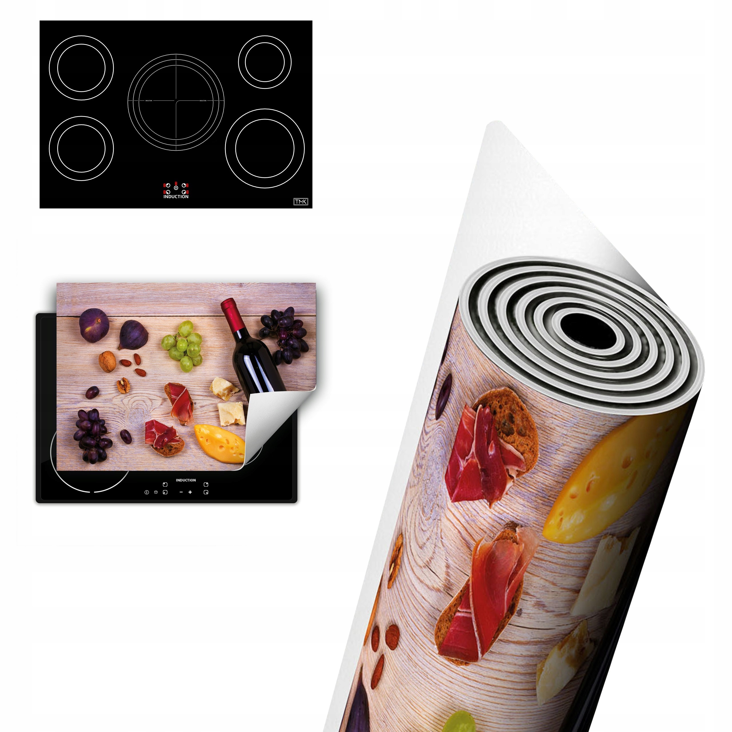 Vinylová Ochrana Na Indukci Desky 80x52 víno dřevo