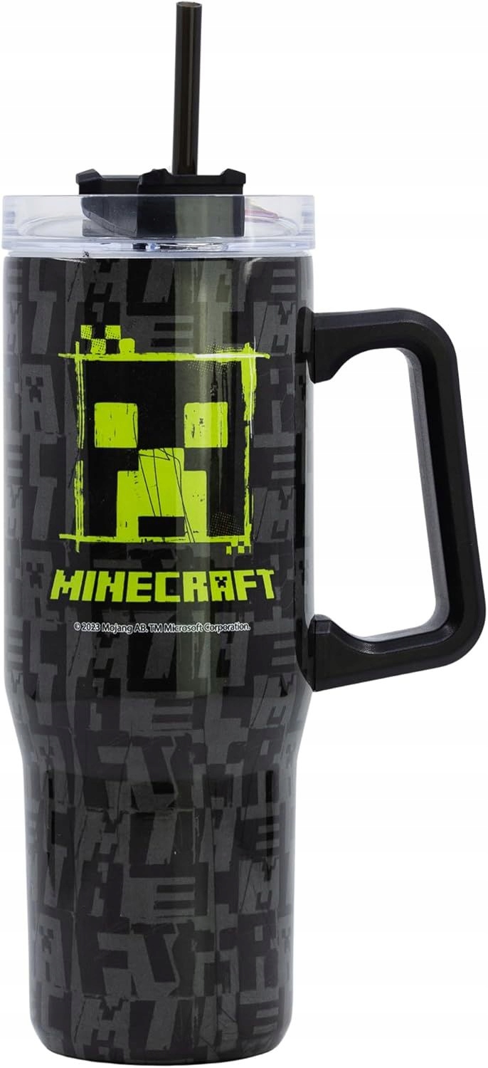 Stor Kubek Termiczny XL Minecraft 940 ML Ze Słomką, Stal Nierdzewna