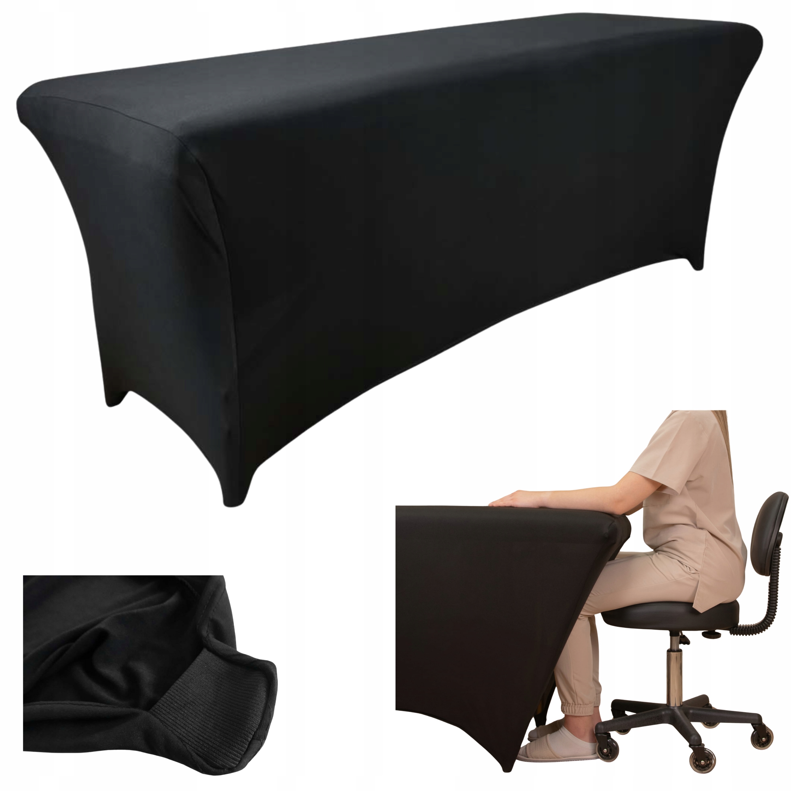 Prostěradlo Kosmetické lůžko Opakovaně Použitelné Podložka Gumička Elastická Černá