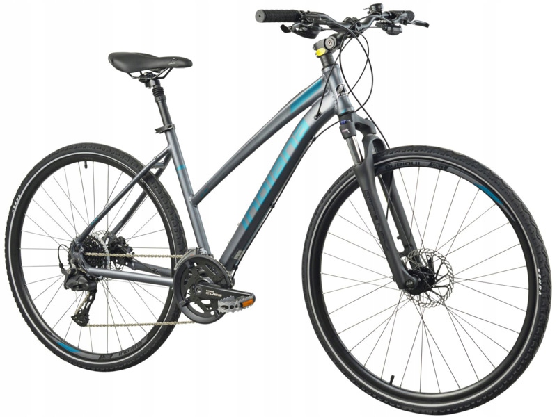 Rower crossowy Indiana X-Cross 5.0 D19 28 cali damski Srebrno-błękitny