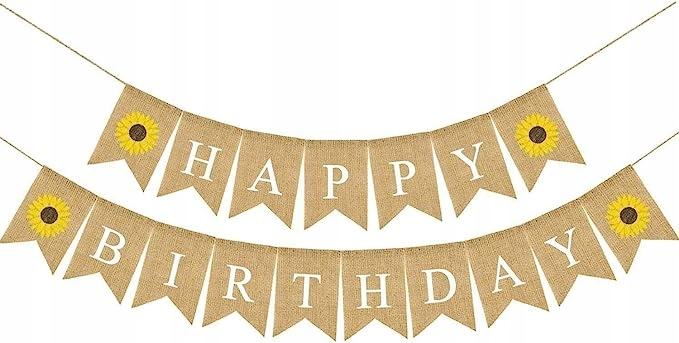 GIRLANDA JUTOWA BANER HAPPY BIRTHDAY SŁONECZNIKI