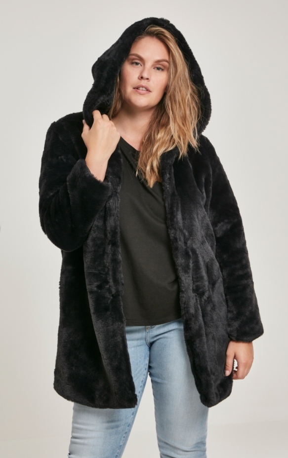 URBAN CLASSICS DAMSKI PŁASZCZ FUTRO CZARNY S JHA